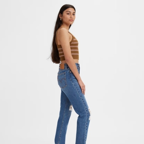 Levi’s Wedgie Button Fly Distressed Denim Jeans - Picture 3 of 13
